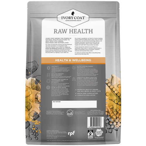 Ivory Coat Raw Health 4kg Chicken +Freeze Dried Raw Lamb ((Health & Wellbeing)) Adult Cat 健康管理養生 (無穀物雞肉乾糧+生羊肺凍乾) 成貓配方 4公斤 (ICS-261314) (EXP: 9月/2027) Ivory Coat Raw Health 4kg Chicken +Freeze Dried Raw Lamb ((Health & Wellbeing)) Adult Cat 健康管理養生 (無穀物雞肉乾糧+生羊肺凍乾) 成貓配方 4公斤 (ICS-261314) (EXP: 9月/2027)